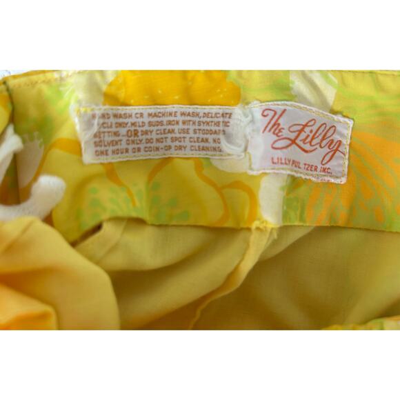 Vintage 70s Lilly Pulitzer Yellow Floral Skirt with Braid waist 27" - Picture 4 of 7